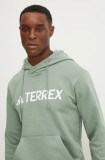 Adidas TERREX bluză trening culoarea verde, cu glugă, cu imprimeu, JH3275