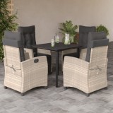 vidaXL Set mobilier de grădină cu perne, 5 piese gri deschis poliratan 3213038