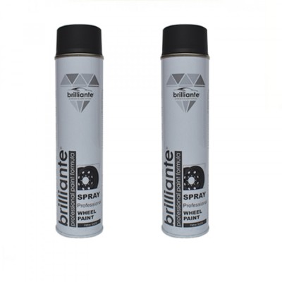 Pachet 2 x Vopsea Spray Brilliante pentru Jante Negru Satin 600 ml foto