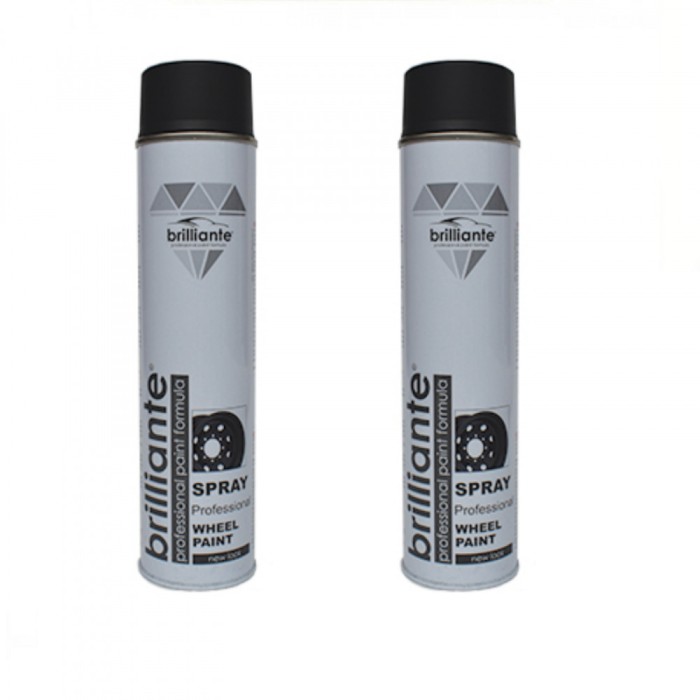 Pachet 2 x Vopsea Spray Brilliante pentru Jante Negru Satin 600 ml