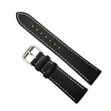 Cumpara ieftin Curea ceas piele neagra + cusatura alba 18mm, 20mm, 22mm WZ5210, Time Veranda