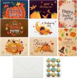 Set de 8 felicitari cu plic si stickere Naler, hartie, multicolor, 16 x 11 cm