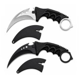 Cumpara ieftin Set doua cutite karambit vanatoare DEPOX&reg;, lamă fixă, oțel inoxidabil 420, negru/gri, 19 cm