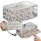 Cutie de bijuterii, organizator transparent cu 3 sertare, 72 de compartimente, PD159B