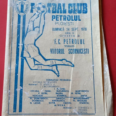 Program meci fotbal PETROLUL PLOIESTI - "VIITORUL" SCORNICESTI(24.09.1978)