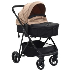 Caru?/landou pentru copii 2-in-1, gri taupe ?i negru, o?el foto