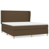 Cumpara ieftin Pat box spring cu saltea, maro inchis, 160x200 cm, textil