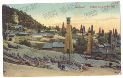 4748 - BUSTENARI, Prahova, Oil Wells - old postcard, CENSOR - used - 1917 foto