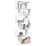 VidaXL Bibliotecă/separator cameră, 6 niveluri, alb, 70x24x193cm, lemn