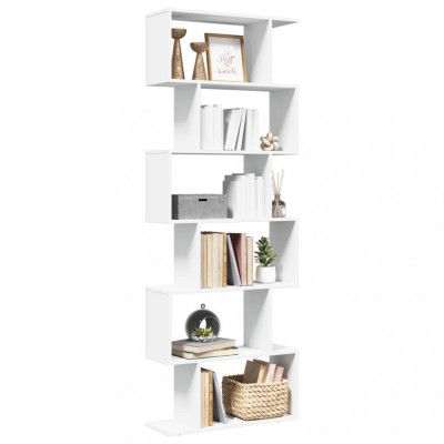 vidaXL Bibliotecă/separator cameră, 6 niveluri, alb, 70x24x193cm, lemn foto