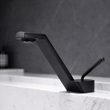 Baterie Lavoar Alessandro DESIGN, Alama Sanitara, Monocomanda, Negru Mat, Pipa Fixa, Montare pe Chiuveta