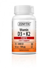 Vitamina D3 5000 UI + K2 Forte, 30 cps, imunitate si oase puternice, ZENYTH