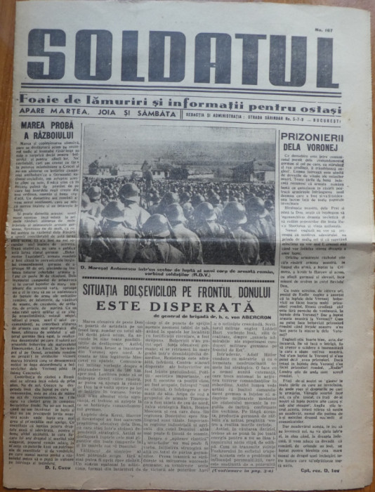 Soldatul, foaie de lamuriri si informatii pentru ostasi, 04.08.1942, Antonescu
