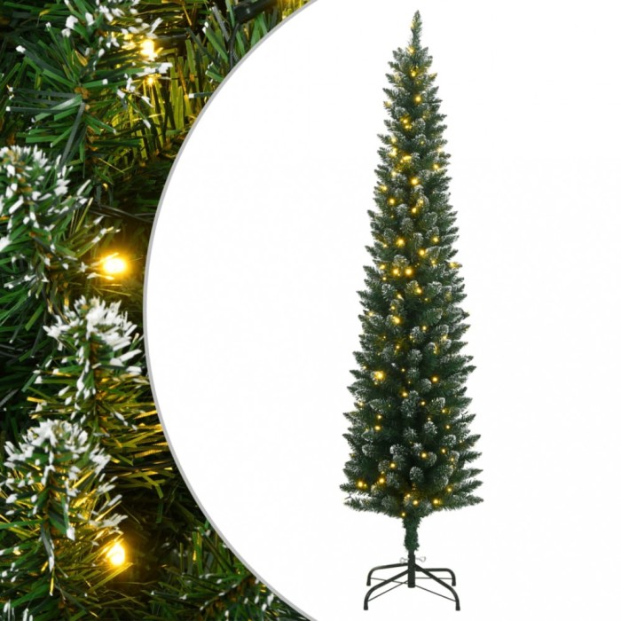 Brad Crăciun artificial subțire cu 300 LED-uri, 210 cm
