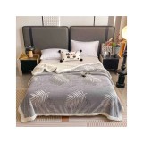 Cumpara ieftin Patura Cocolino cu Blanita pentru Pat Dublu, Frunze Gri - JOJ627