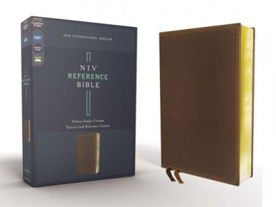 Niv, Reference Bible, Deluxe Single-Column, Leathersoft, Brown, Comfort Print foto