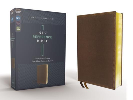 Niv, Reference Bible, Deluxe Single-Column, Leathersoft, Brown, Comfort Print