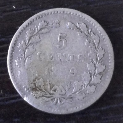 Moneda Tarile de Jos - 5 Cents 1869 - Argint foto