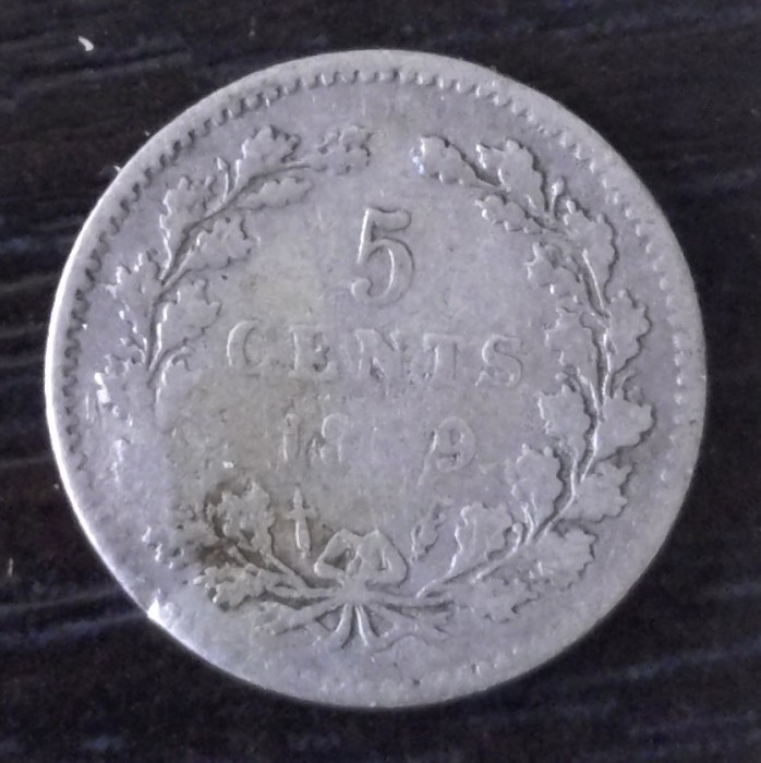 Moneda Tarile de Jos - 5 Cents 1869 - Argint
