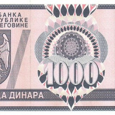 Bosnia si Hertegovina 1000 Dinari 1992 (Republica Srpska) - P-137 UNC !!!