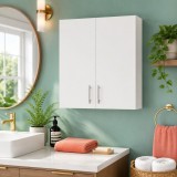 Dulap baie suspendat Roma, front MDF, 2 usi, polite, 70 x 68 cm, alb