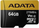 Card de memorie A-DATA, microSDXC, 64 GB, 275 MB/s Citire, 155 MB/s Scriere, Clasa 10 + Adaptor SD