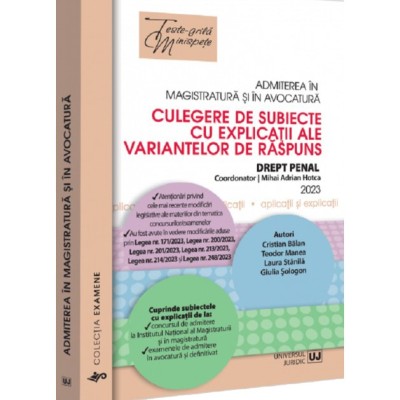 Admiterea in Magistratura si in avocatura. Drept penal. Editia a V-a, Mihai Adrian Hotca foto