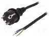 Cablu alimentare AC, 4m, 3 fire, culoare negru, cabluri, CEE 7/7 (E/F) mufa, SCHUKO mufa, PLASTROL - W-97267