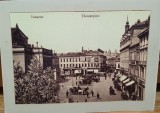 Planșă pe carton, imagine din Bucureștiul interbelic.