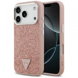 Husa MagSafe pentru Apple iPhone 17 Pro, Guess, Glitter Triangle Logo, Roz