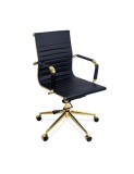 Scaun de birou OFF 802A, ergonomic, spatar inalt, mecanism balans, baza aurie, 110 kg