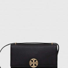 Tory Burch poseta de piele Miller Shoulder Bag culoarea negru, 154703.001