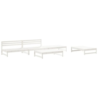 Set mobilier relaxare de gradina 5 piese alb lemn masiv de pin foto