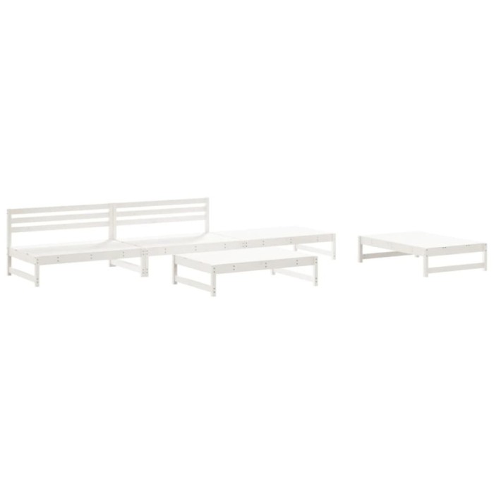 Set mobilier relaxare de gradina 5 piese alb lemn masiv de pin