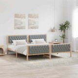 vidaXL Cadru de pat Gri deschis 200 x 200 cm Lemn de pin masiv 3394268