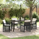 Set mese grădină vidaXL 5 Piese cu Perne Negru Poly Rattan