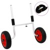 Carucior Caiac Aluminiu vidaXL, 90kg, Latime Reglabila 22-38cm, Roti 25cm, Negru/Argintiu