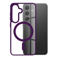 Husa magsafe compatibila samsung galaxy s24, atasare magnetica, clear case, purple foto