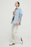 Cumpara ieftin Abercrombie &amp; Fitch camasa jeans femei, cu guler clasic, relaxed
