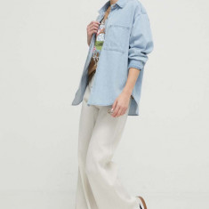 Abercrombie & Fitch camasa jeans femei, cu guler clasic, relaxed
