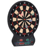 HOMCOM Țintă electronică de darts 27 jocuri principale p&acirc;nă la 8 jucători Afișaj LED Negru | Aosom Romania