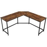 VASAGLE Birou de colt in forma de L, cadru din otel, 149x149x75cm, industrial, maro rustic si negru Household NewTrend
