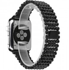 Curea iUni compatibila cu Apple Watch 1/2/3/4/5/6/7, 40mm, Luxury, Otel Inoxidabil, Black foto