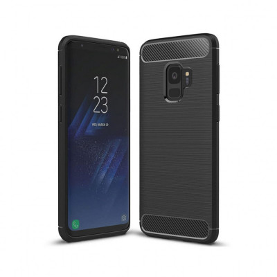 Husa Compatibila cu Samsung Galaxy S9 Techsuit Carbon Silicone Negru foto
