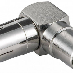 Adaptor coaxial mama - coaxial tata 90 grade metal Goobay