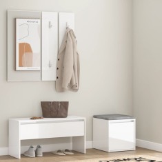 vidaXL Set mobilier pentru hol, alb extralucios, lemn prelucrat foto