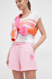 Columbia pantaloni scurți Trek femei, culoarea roz, cu imprimeu, high waist 2032941