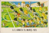 Ilustrata RSR Echipa de fotbal A.S.Armata Tg-Mures 1975 Caricaturi cu autografe pe revers