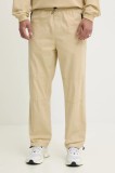 HUGO pantaloni de bumbac culoarea bej, drept, 50530916