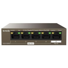 SWITCH TENDA 5 porturi RJ-45 GIGABIT cu 4 porturi POE max 20W, IEEE 802.3af, metalic&amp;quot;TEG1105PD&amp;quot; (timbru verde 2 lei) foto